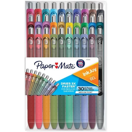 Paper Mate Pen, Gel, InkJoy, Stick, 0.7mm, 30/PK, AST PK PAP2132015